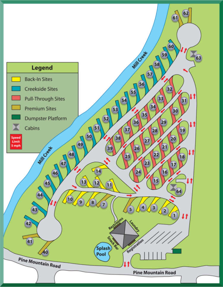 Pine Mountain RV Park Site Map